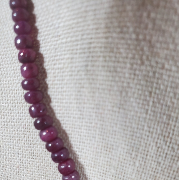 REAL RUBY RONDELLE STERLING SILVER NECKLACE - Picture 3 of 5